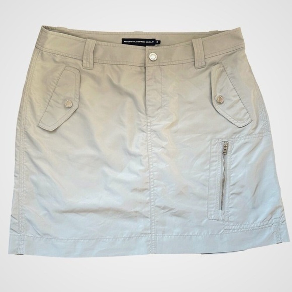 Ralph Lauren Golf Skort Womens 8 Light Gray Cargo Pocket Pleated Athletic Skirt
